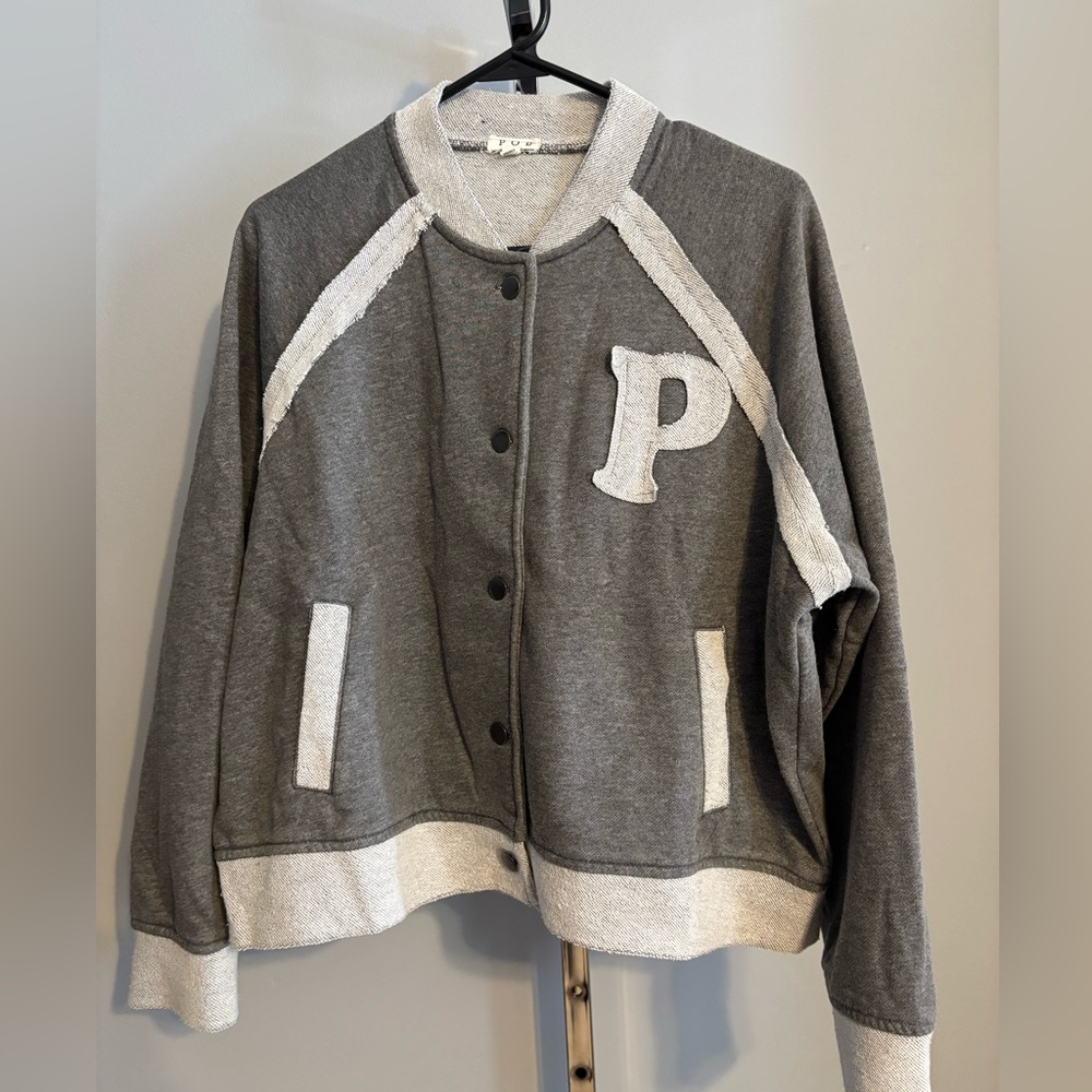 POL Oversized Letterman Style Lightweight Button Jacket Size Med New!